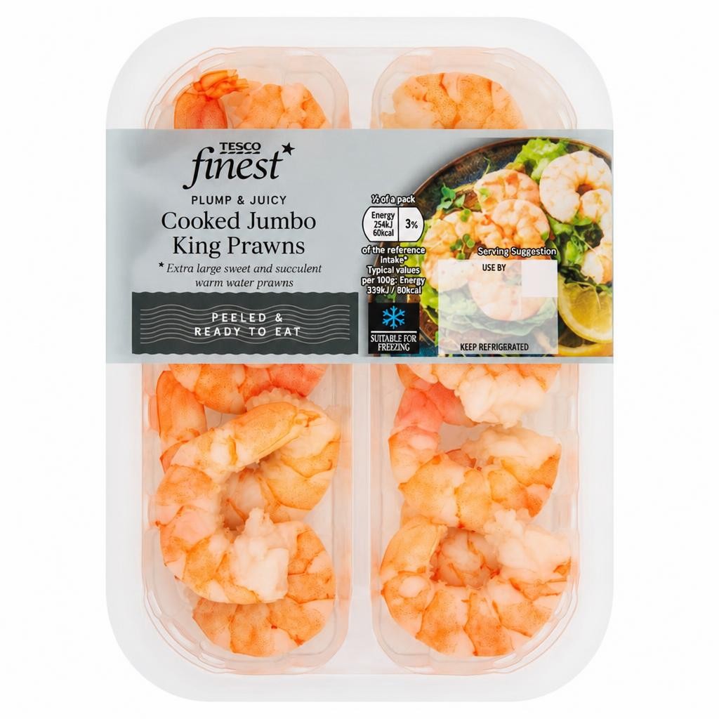 Tesco Finest Cooked Jumbo King Prawns 150G