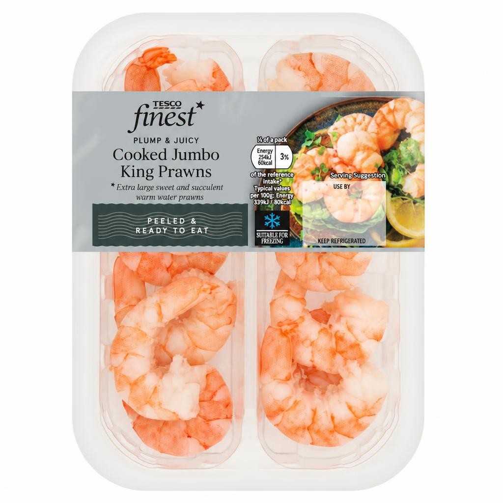 Tesco Finest Cooked Jumbo King Prawns 150G