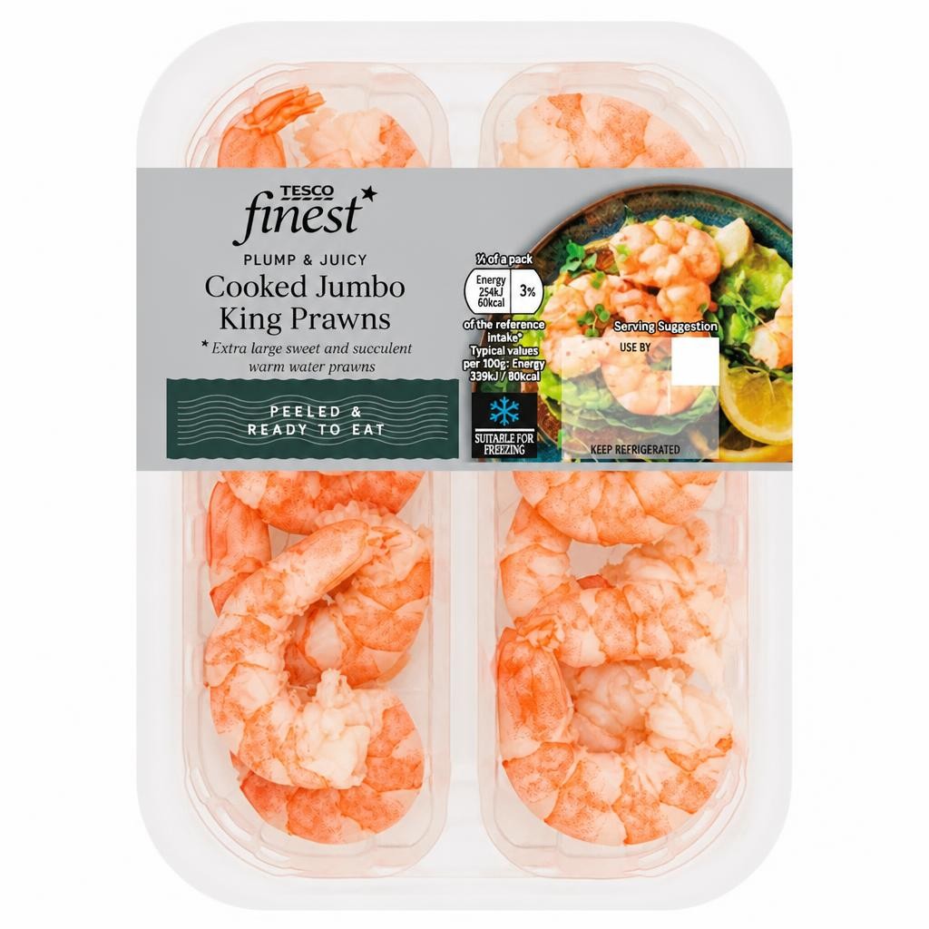Tesco Finest Cooked Jumbo King Prawns 150G