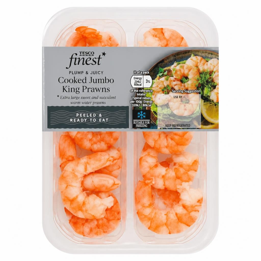 Tesco Finest Cooked Jumbo King Prawns 150G