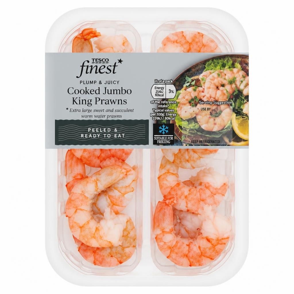 Tesco Finest Cooked Jumbo King Prawns 150G