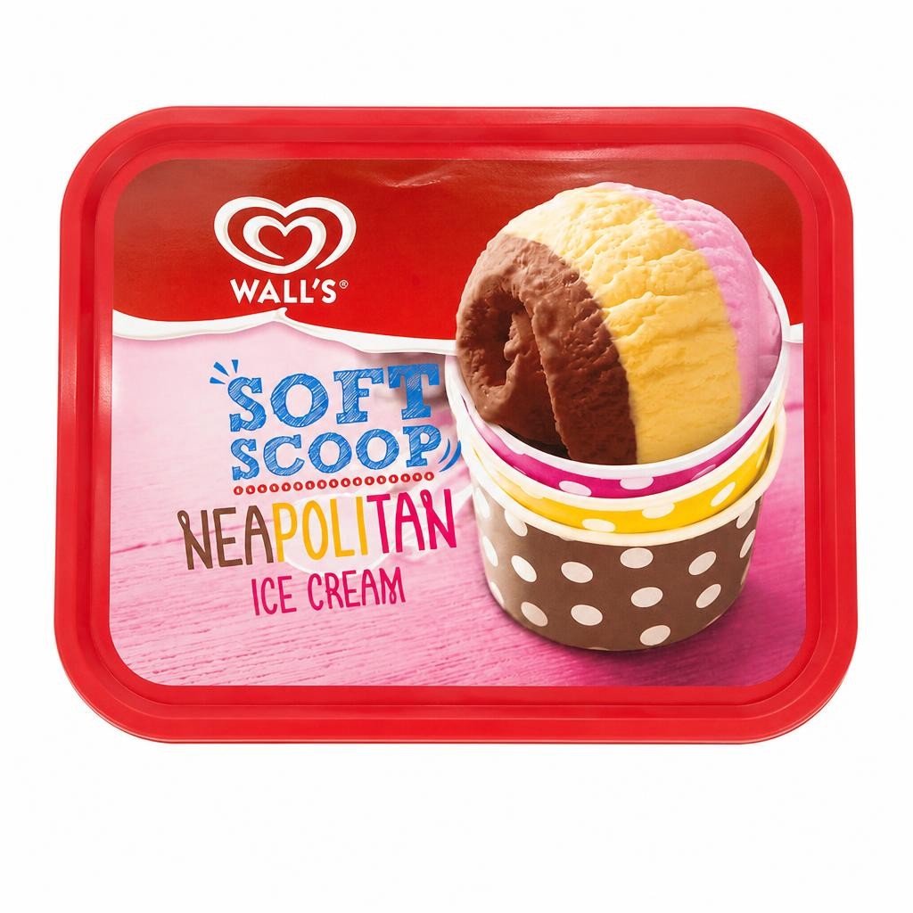 Wall's soft scoop neapolitan Ice Cream Tub 1800ml