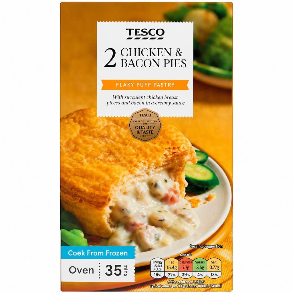 Tesco 2 Chicken & Bacon Pies 284g