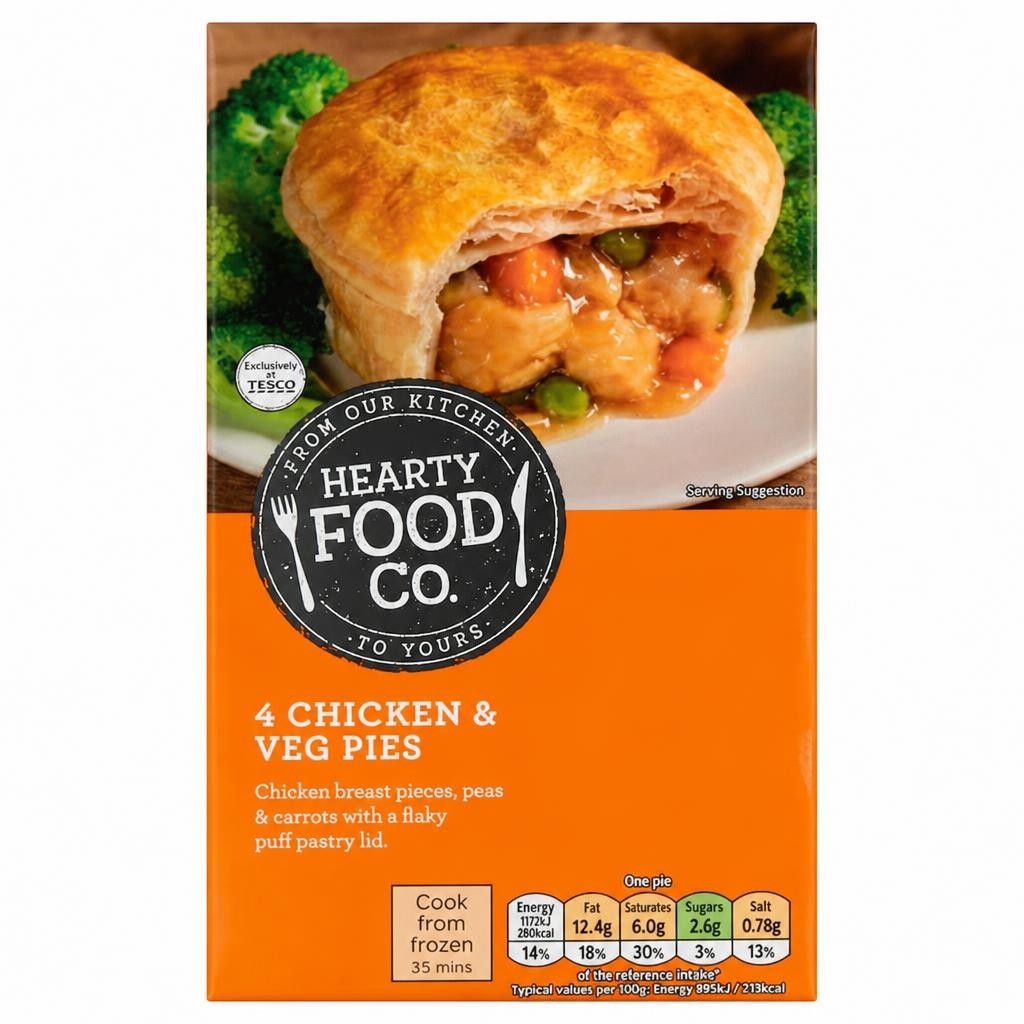 Hearty Food Co. 4 Chicken & Veg Pies 568g