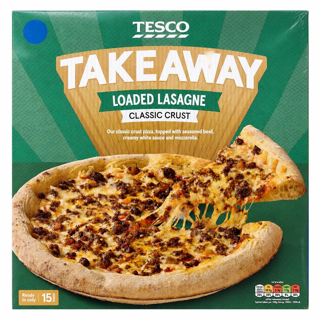 Tesco Takeaway Loaded Lasagne Classic Crust Pizza 443g