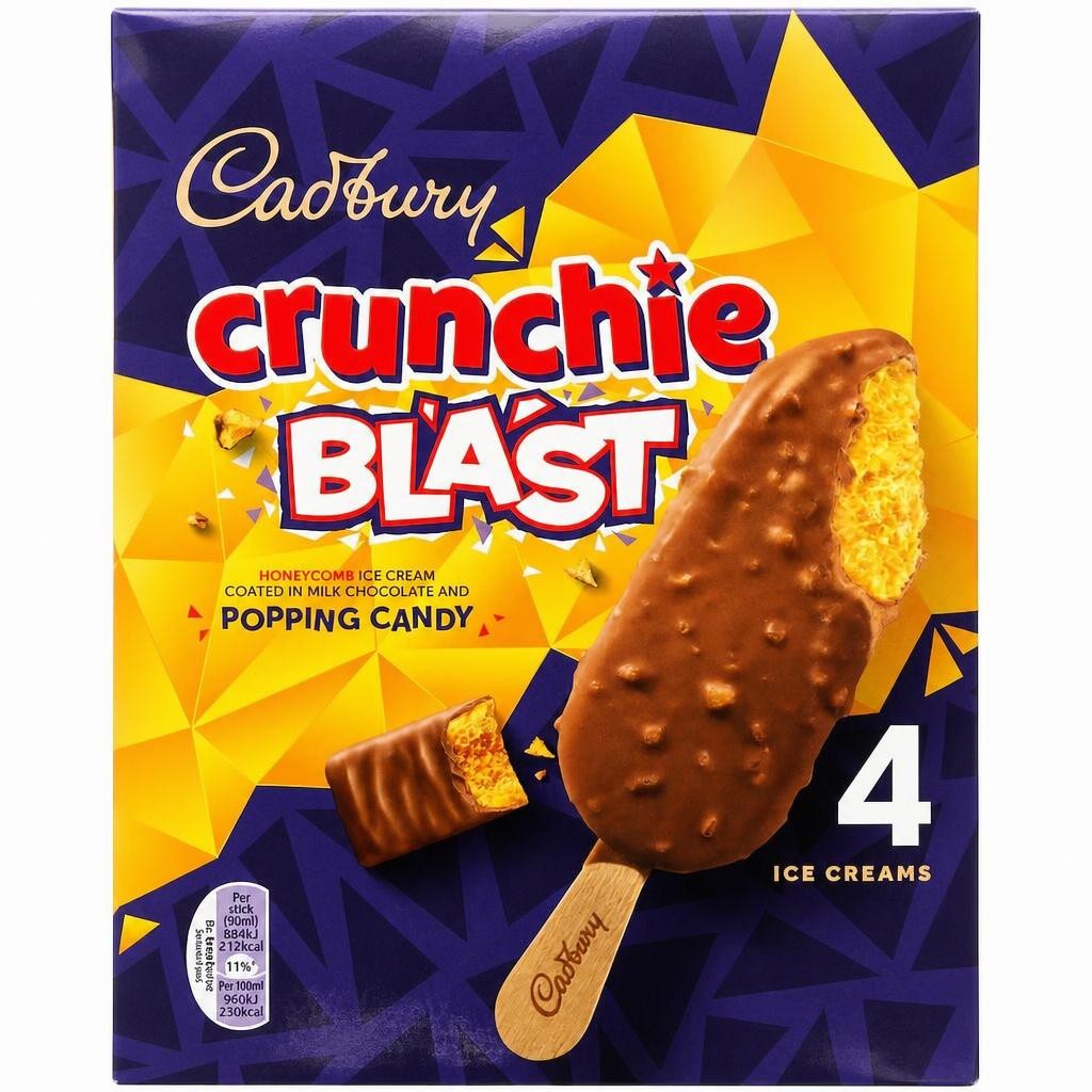 Cadbury Crunchie Blast Ice Cream Sticks 4x90ml