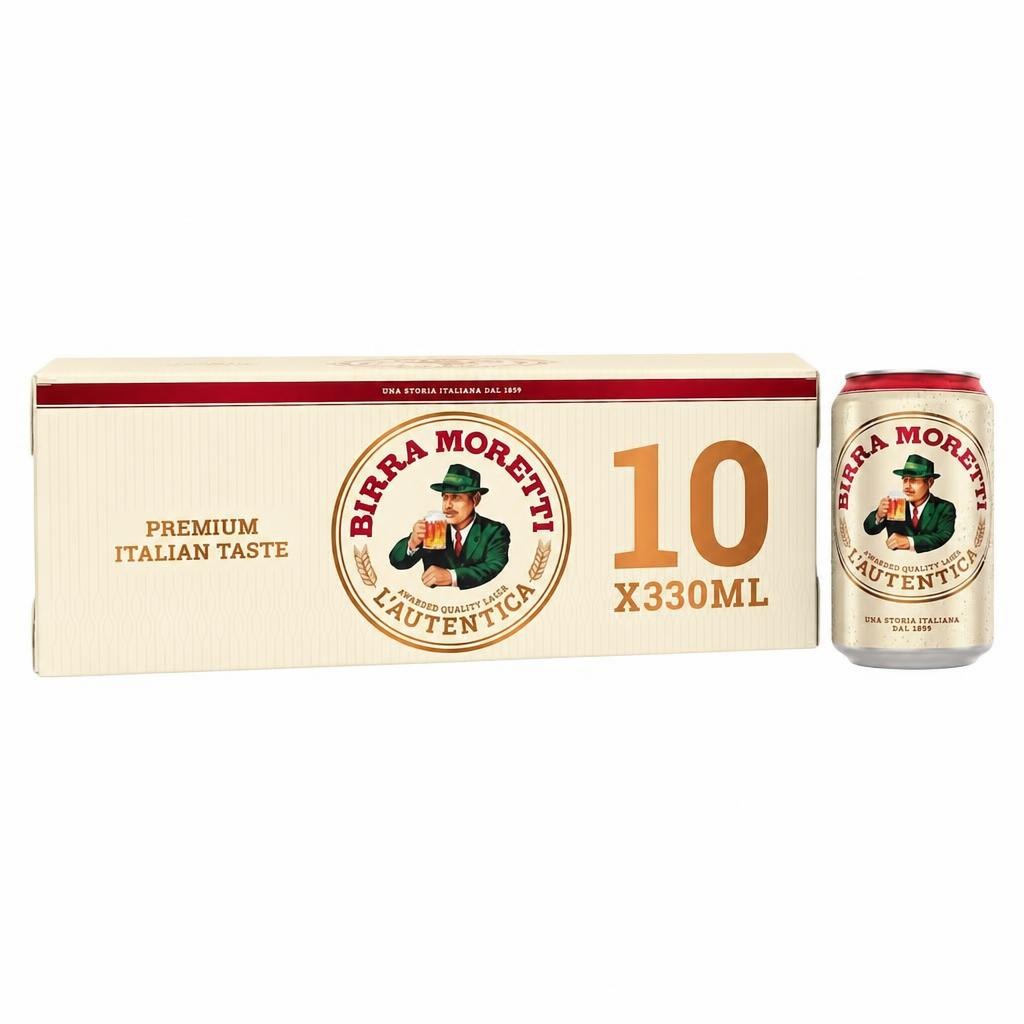 Birra Moretti Premium Lager Beer Can 10x330ml