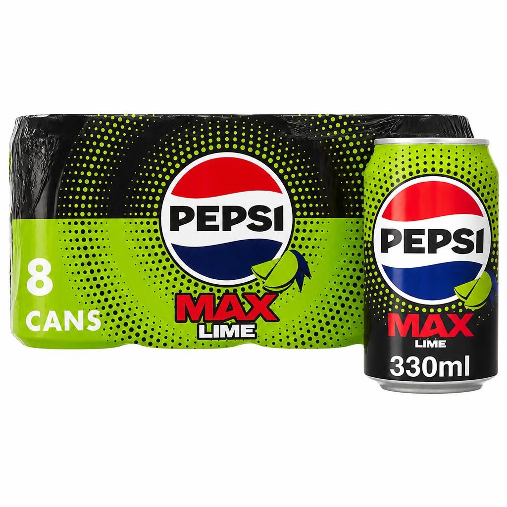 Pepsi Max Lime No Sugar Cola Cans 8x330ml
