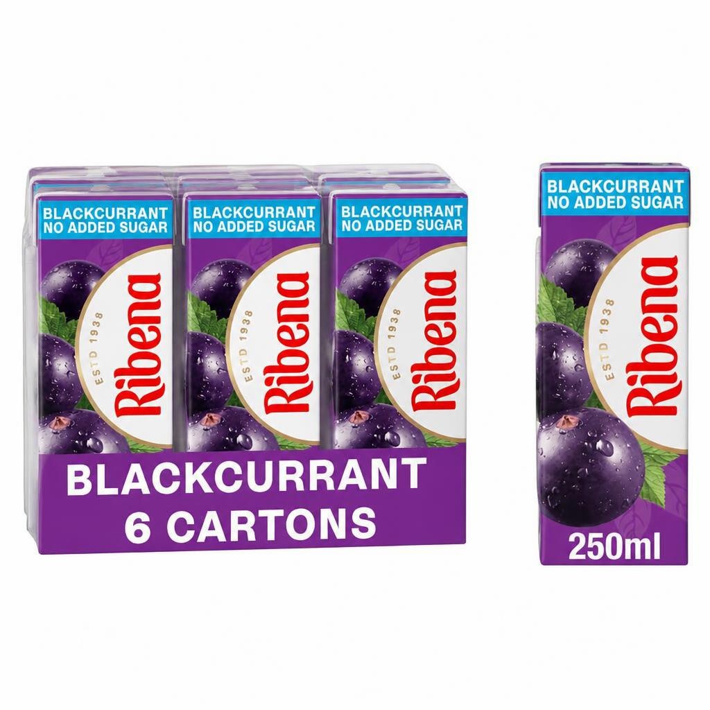 Ribena Blackcurrant Juice Drink Cartons No Added Sugar 6 x 250ml