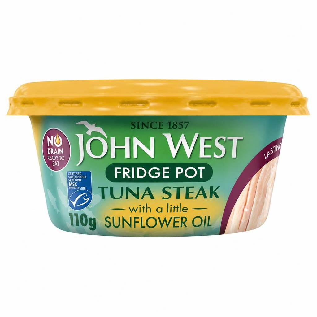 John West No Drain Fridge Pot Tuna Steak with a Little Sunflower Oil 110g