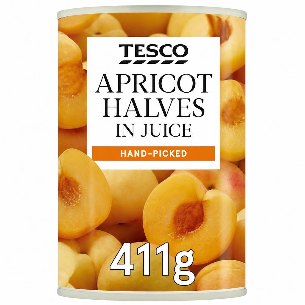 Tesco Apricot Halves In Juice 411G