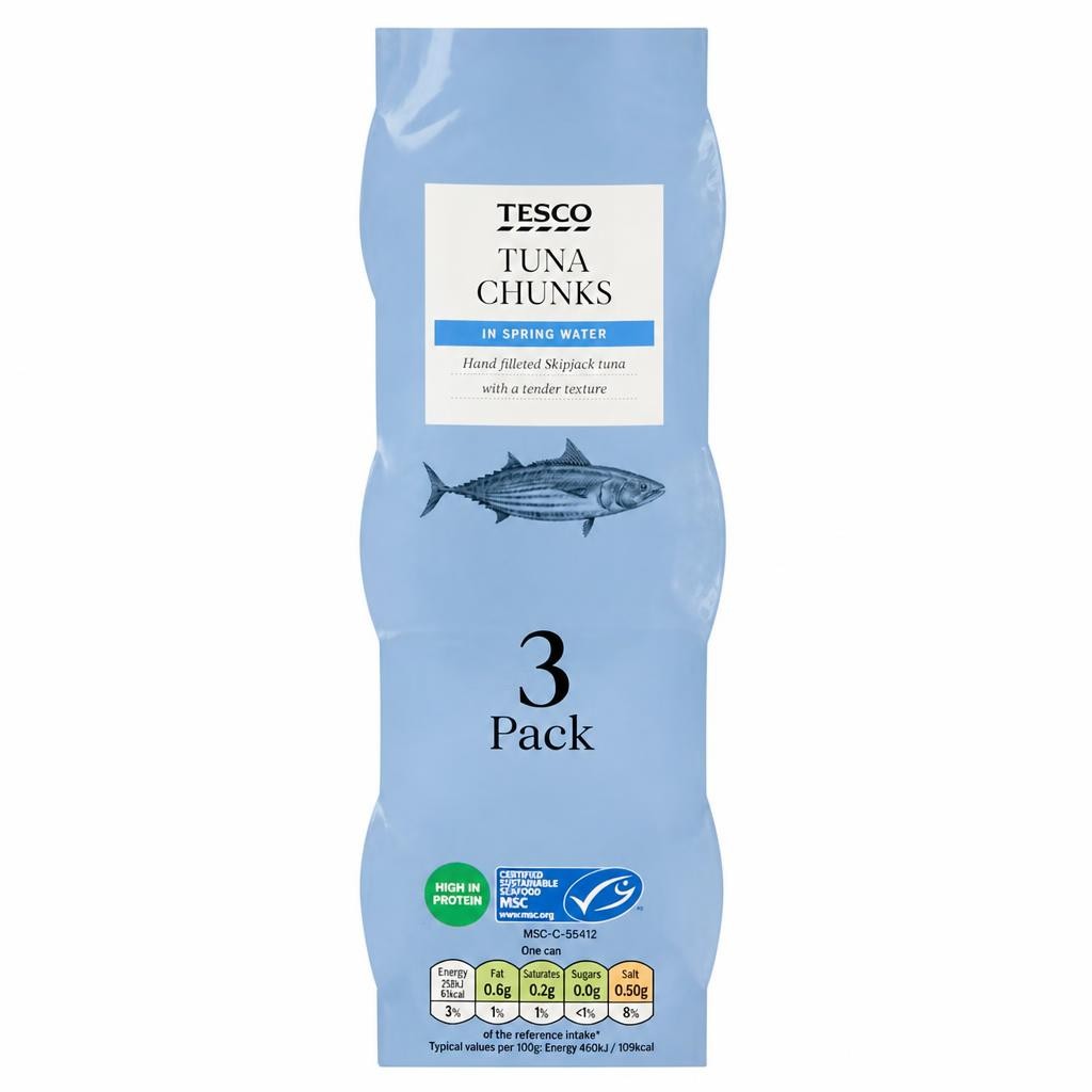 Tesco Tuna Chunks In Spring Water 3X80g