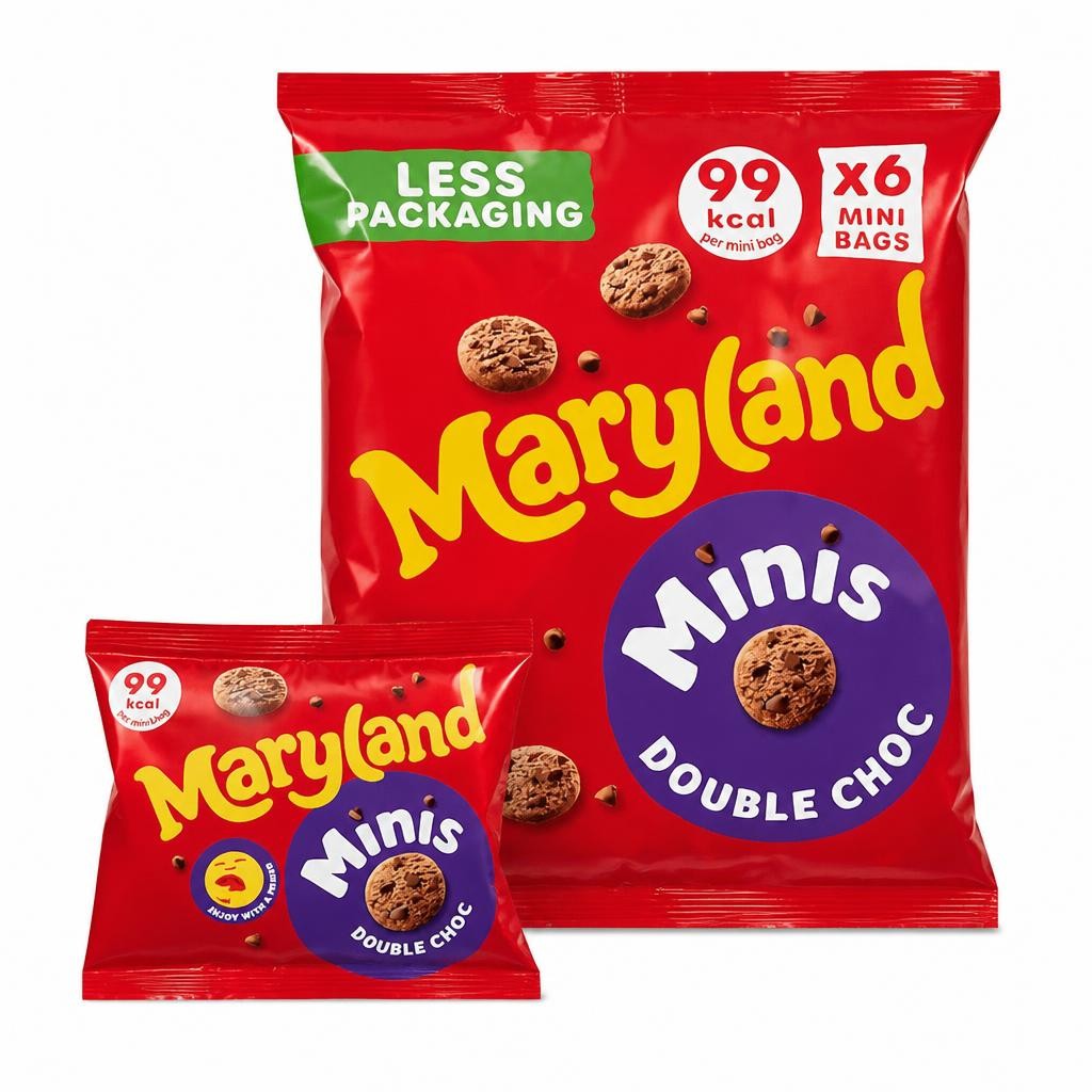 Maryland Minis Double Chocolate Chip Cookies Mini Bags Multipack, 6 Pack 118.8g