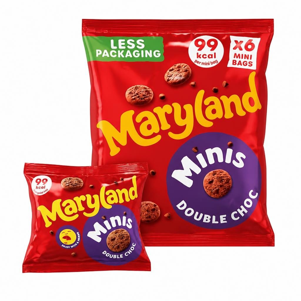 Maryland Minis Double Chocolate Chip Cookies Mini Bags Multipack, 6 Pack 118.8g