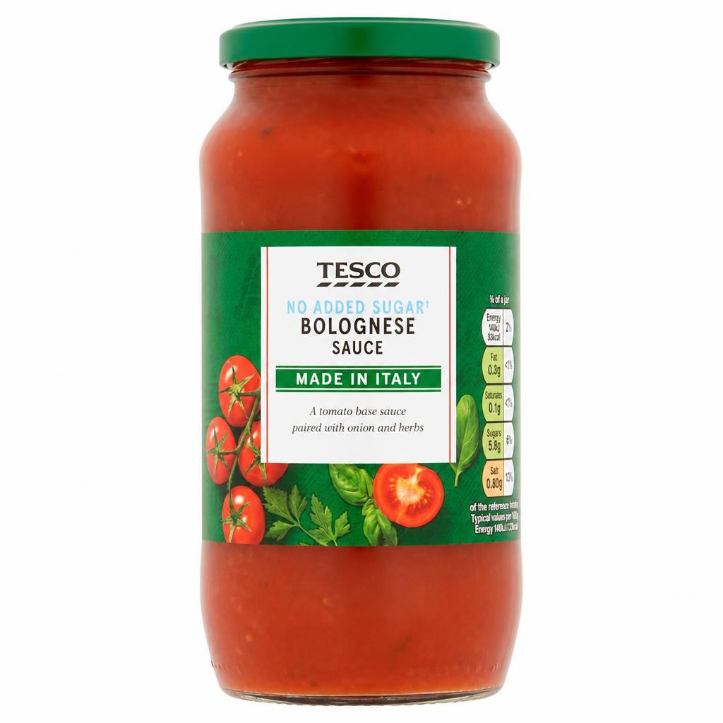 Tesco No Added Sugar Bolognese Pasta Sauce 500G