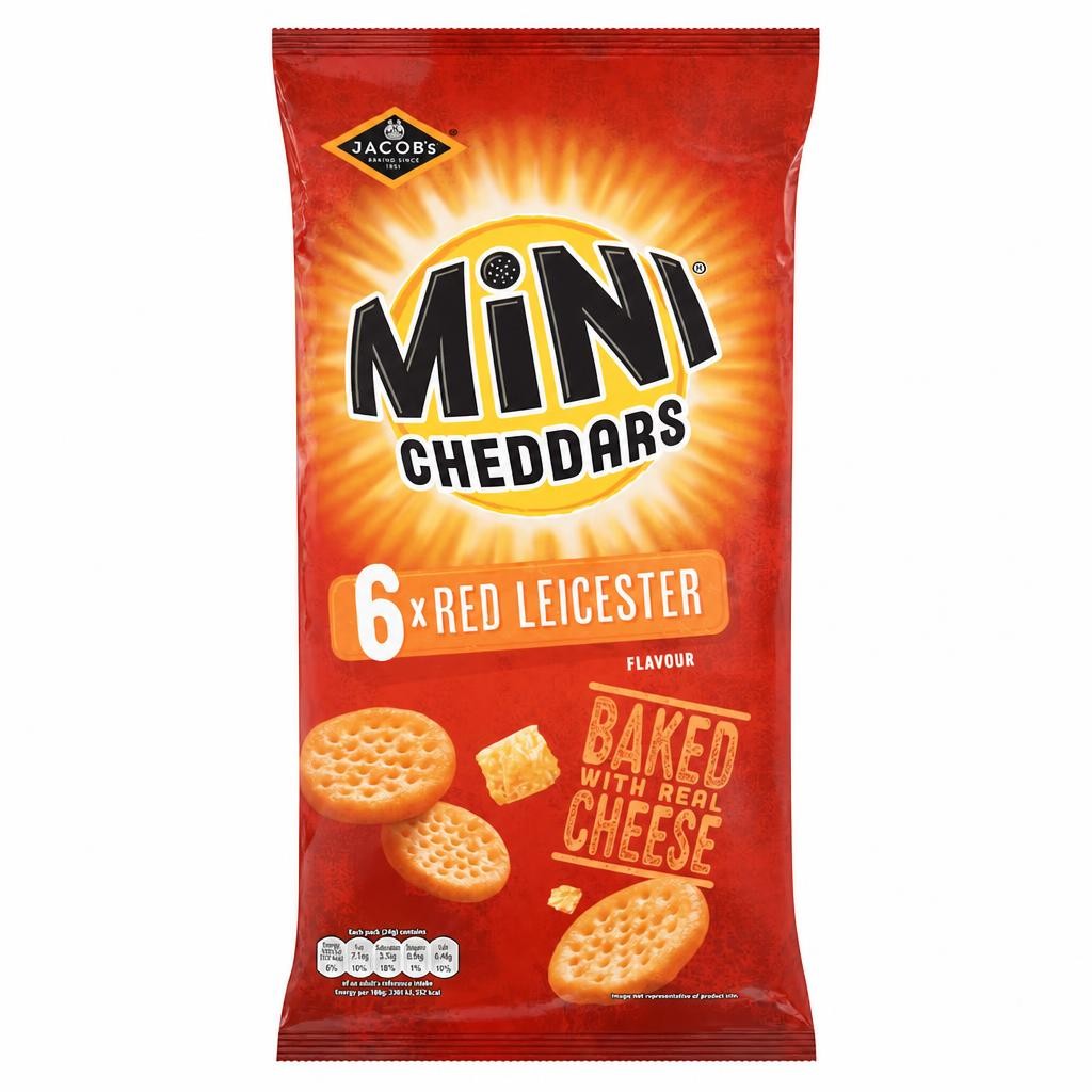 Jacob's Mini Cheddars Multipack Snacks - Red Leicester 6x23g