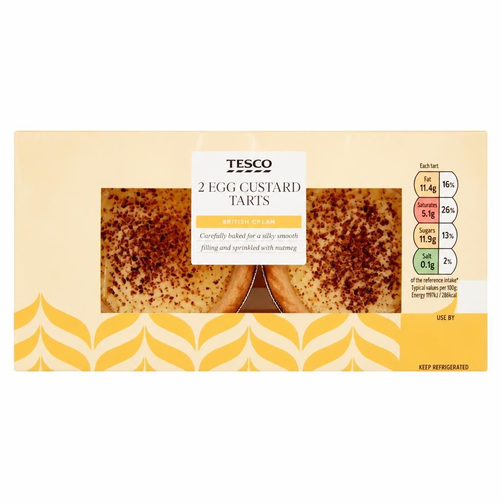 Tesco Egg Custard Tarts 2 Pack