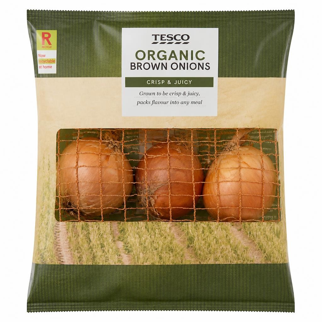 Tesco Organic Brown Onions 750G