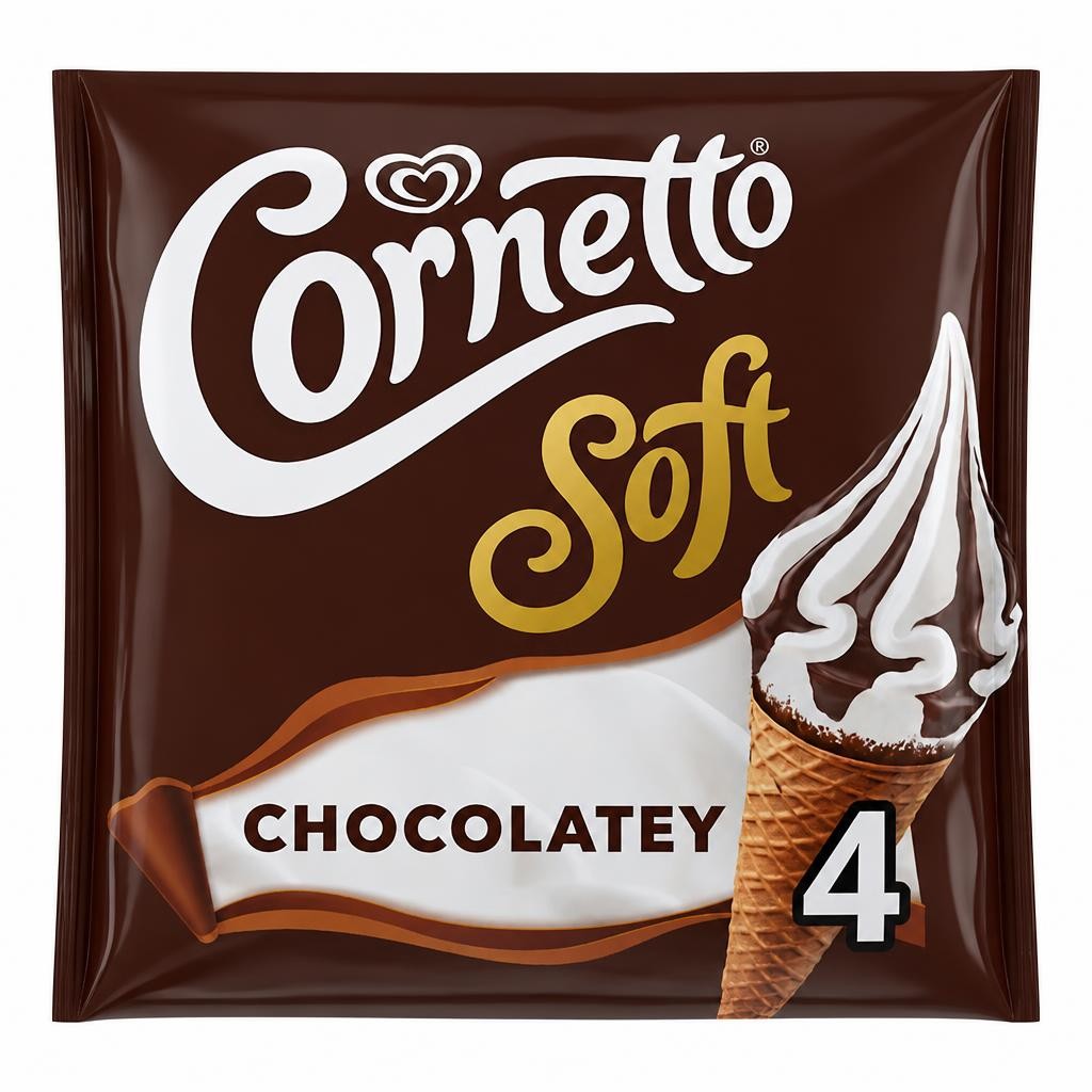 Cornetto Soft Chocolate And Vanilla Cones 4X140ml