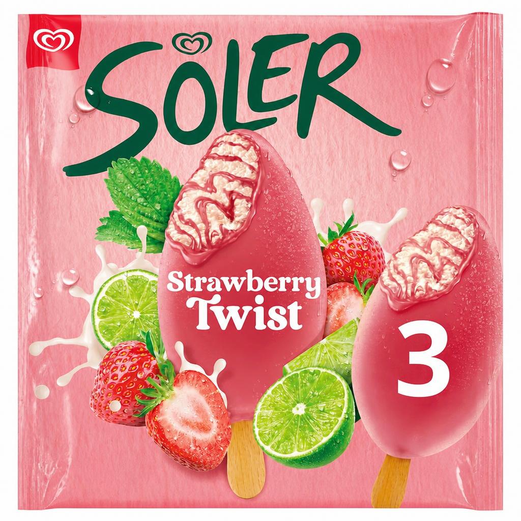 Solero Strawberry Twist Ice Cream Lollies 3 x 90ml