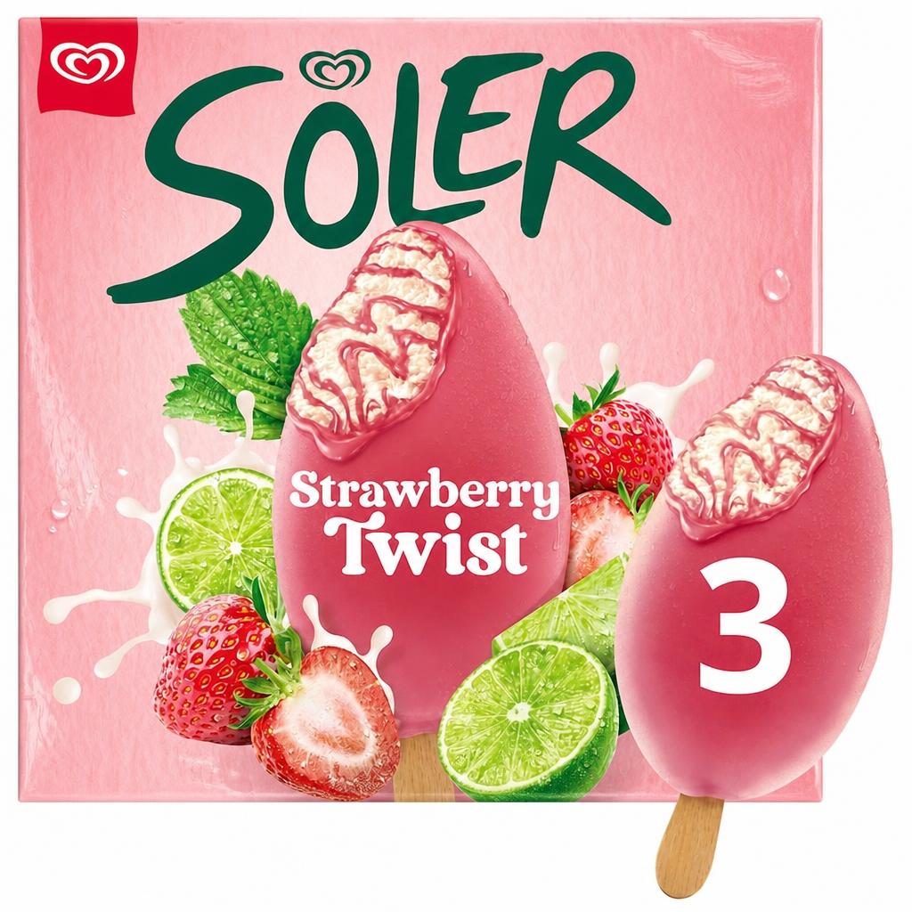 Solero Strawberry Twist Ice Cream Lollies 3 x 90ml