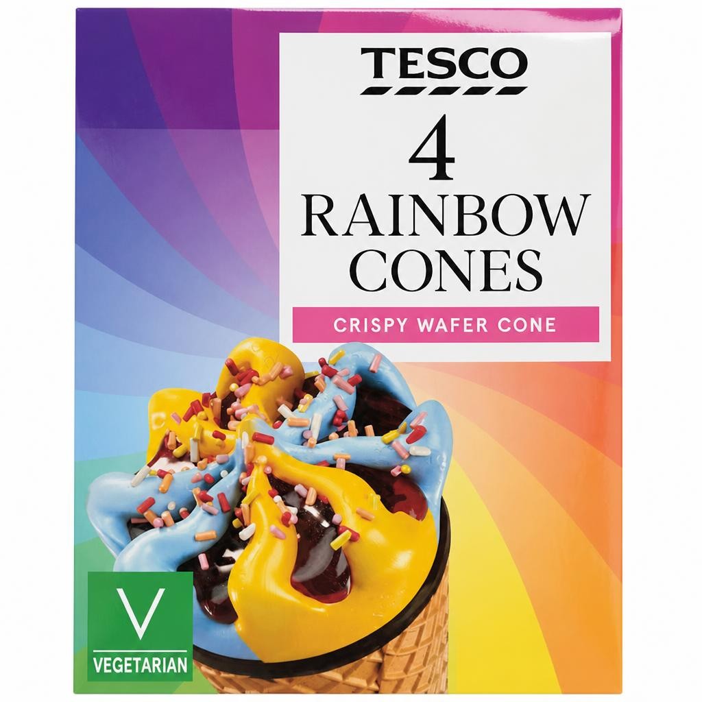 Tesco Rainbow Ice Cream Cones 4x110ml