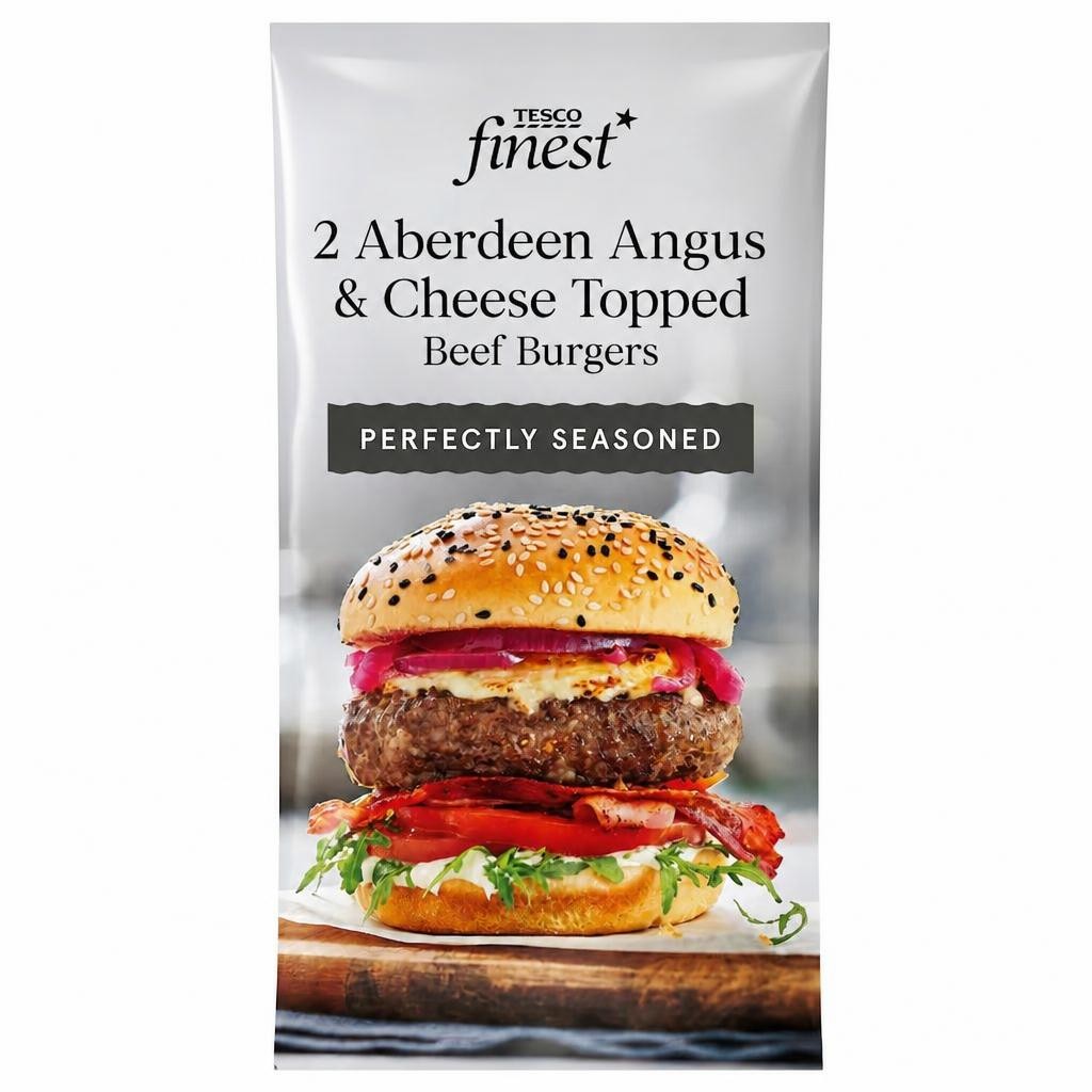 Tesco Finest Aberdeen Angus & Cheese Topped Beef Burgers 324g
