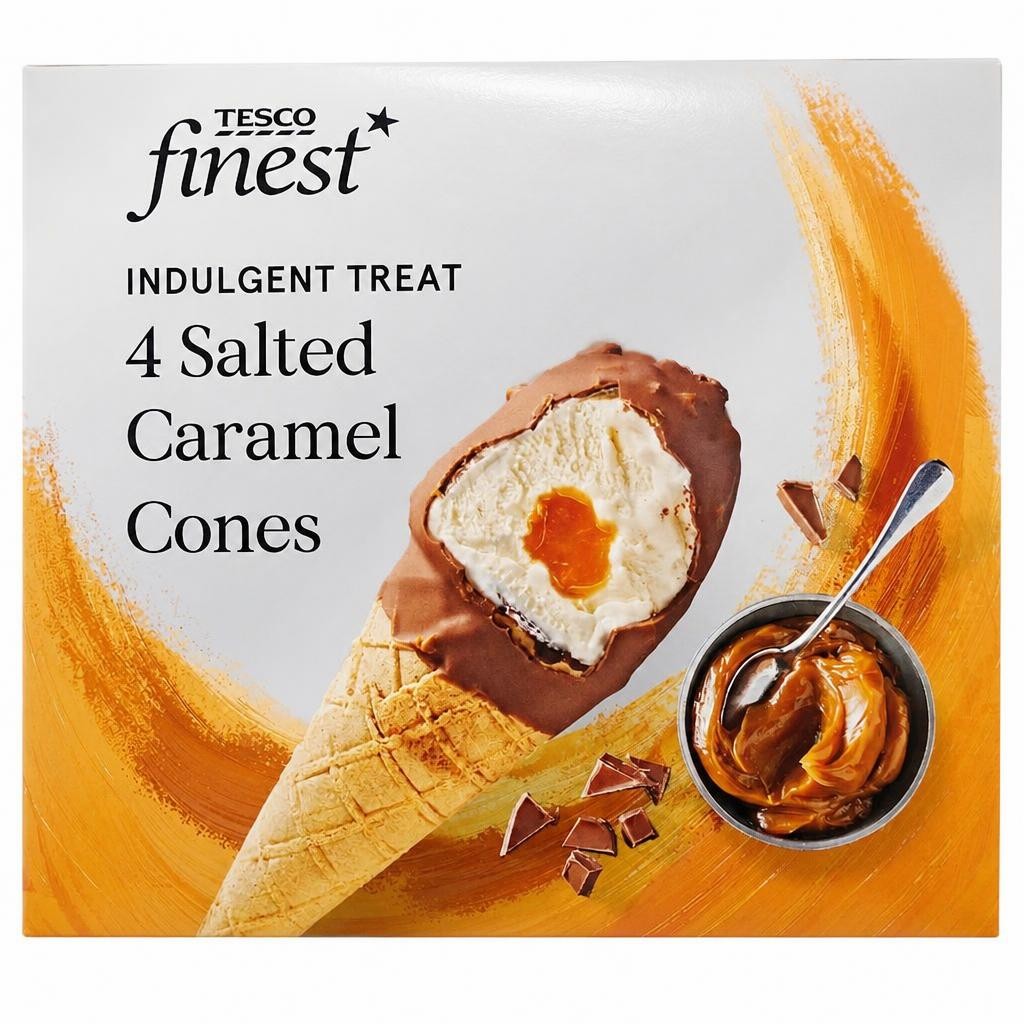 Tesco Finest 4 Salted Caramel Cones 340g