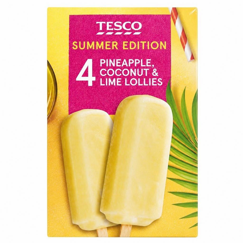 Tesco Pineapple, Coconut & Lime Lollies 4x73ml