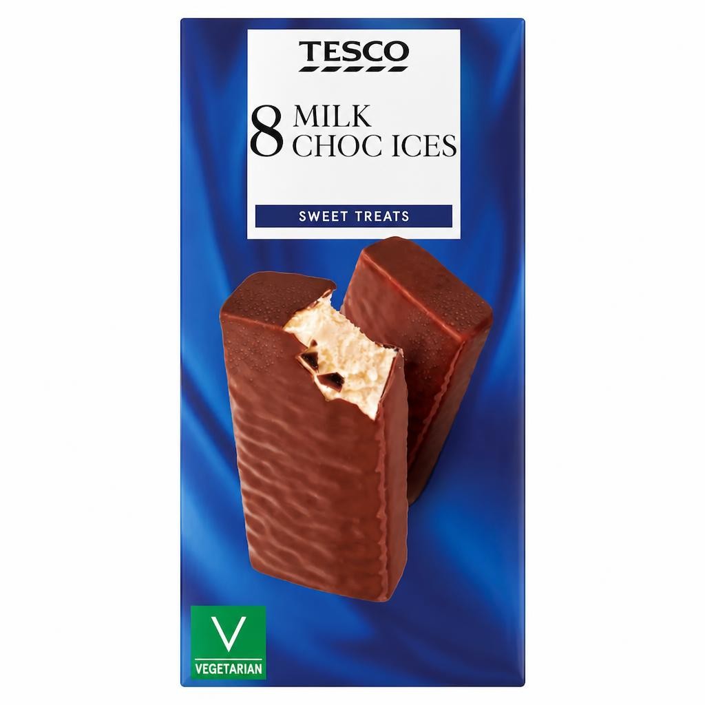 Tesco Milk Choc Ices 8x70ml
