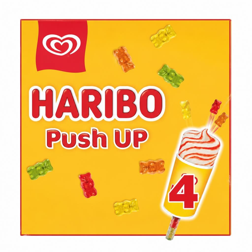 Wall's Haribo Push Up Vanilla & Strawberry Ice Cream Sticks 4 x 85ml