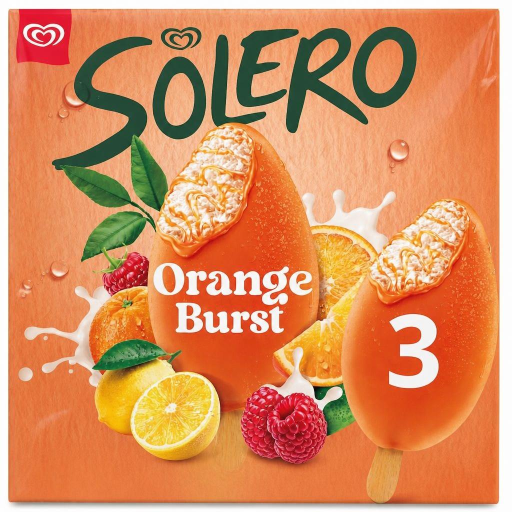 Solero Orange Burst Ice Cream Lollies 3 x 90ml