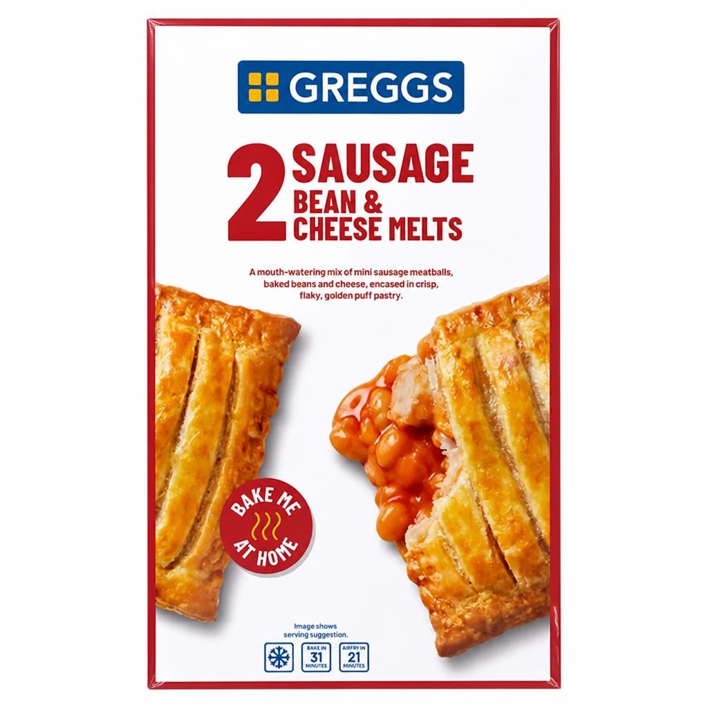 Greggs 2 Sausage Bean & Cheese Melts 308g