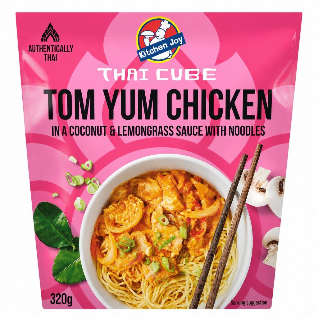 Kitchen Joy Tom Yum Chicken in a Coconut & Lemongrass Sauce with Noodles 320g
