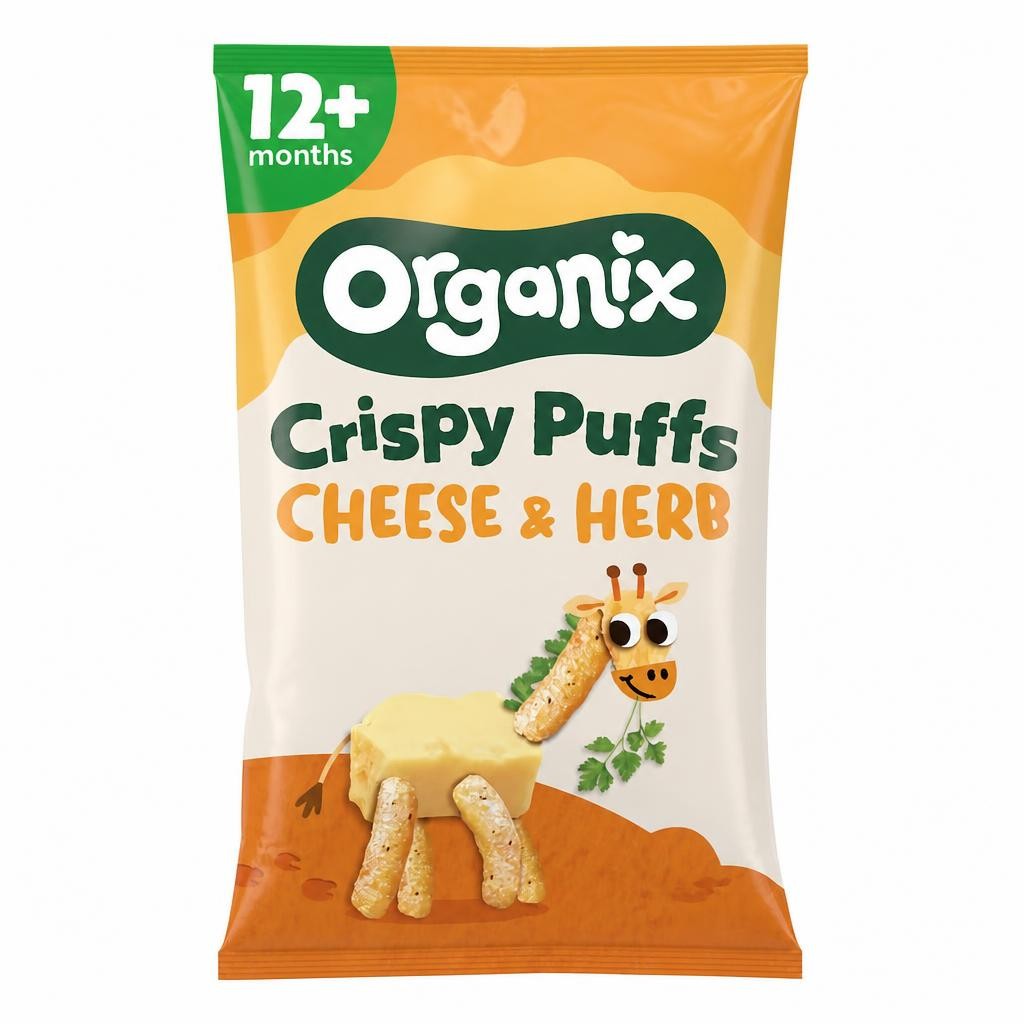 Organix Cheese & Herb Organic Crispy Toddler Puffs Snack Multipack 4x15g