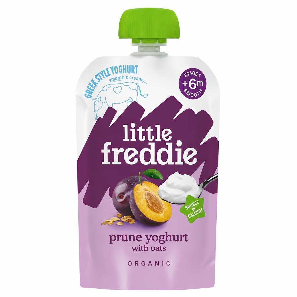 Little Freddie Organic Prune Greek Style Yoghurt with Oats Baby Food Pouch 6+ Months 100g