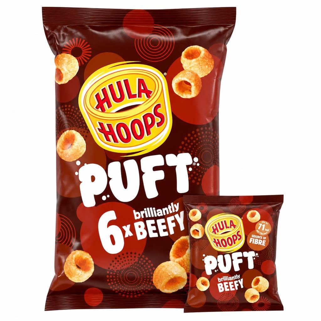 Hula Hoops Puft Grilled Beef Multipack Crisps 6x15g