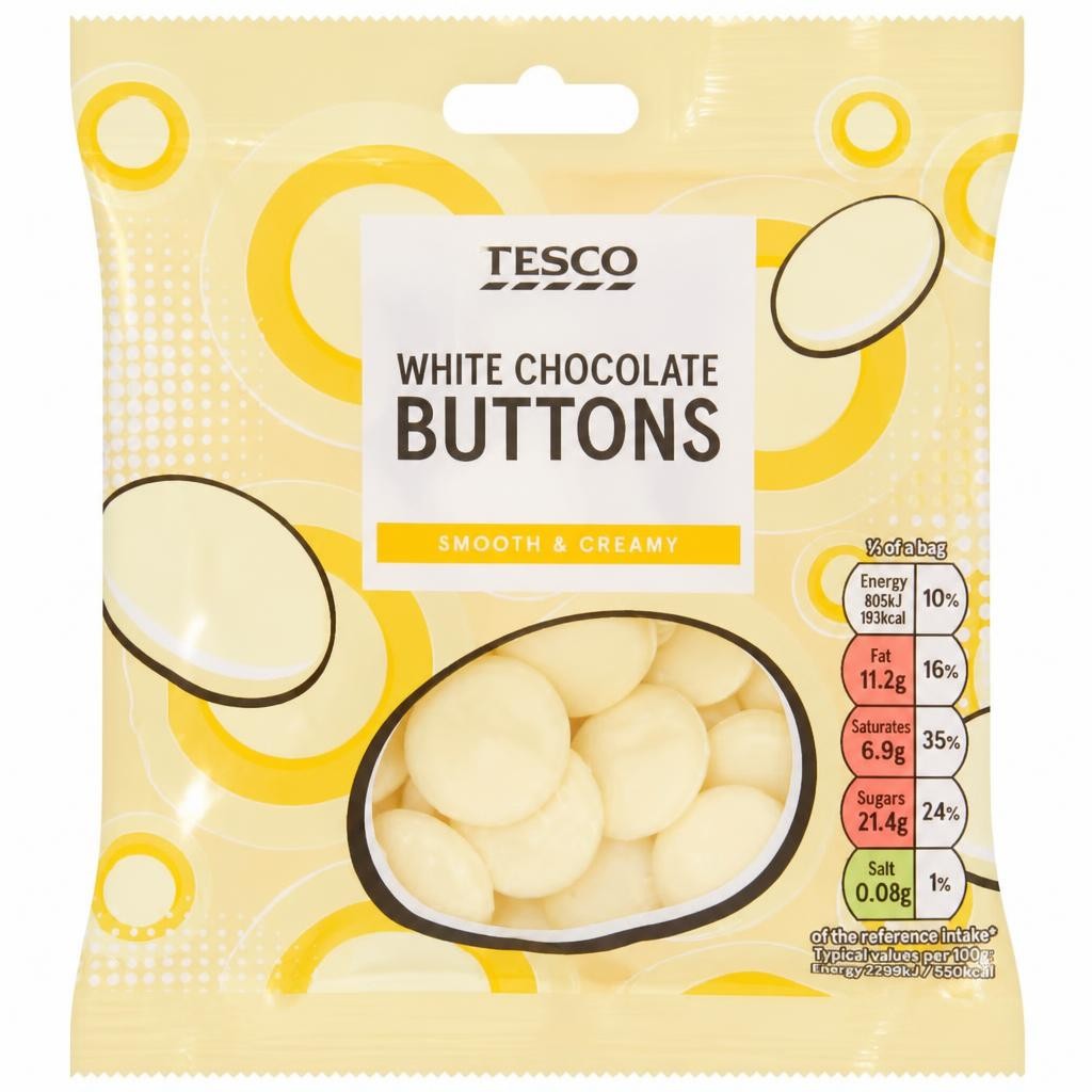 Tesco White Chocolate Buttons 70G