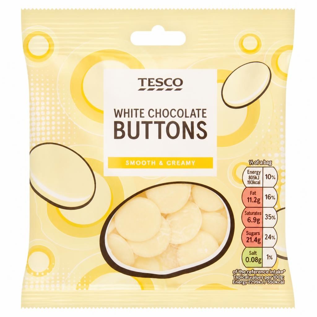 Tesco White Chocolate Buttons 70G