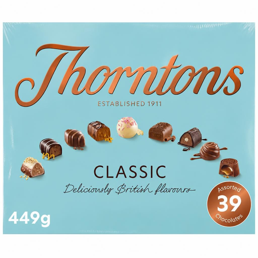 Thorntons Classic Collection Of Milk, Dark & White Chocolate 449G