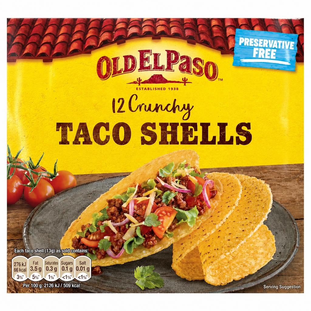 Old El Paso Crunchy Taco Shells X12 156G