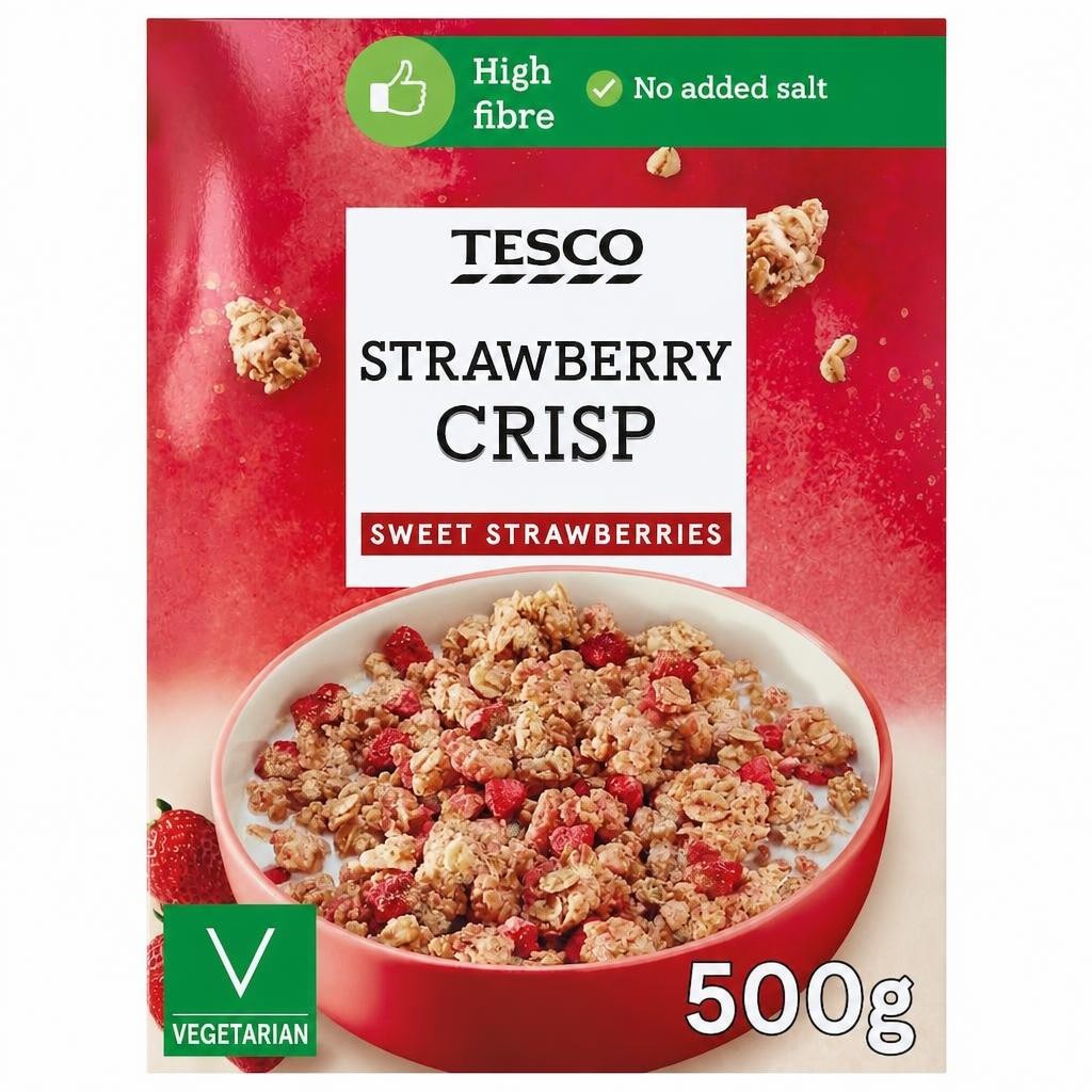 Tesco Strawberry Crisp Cereal 500G