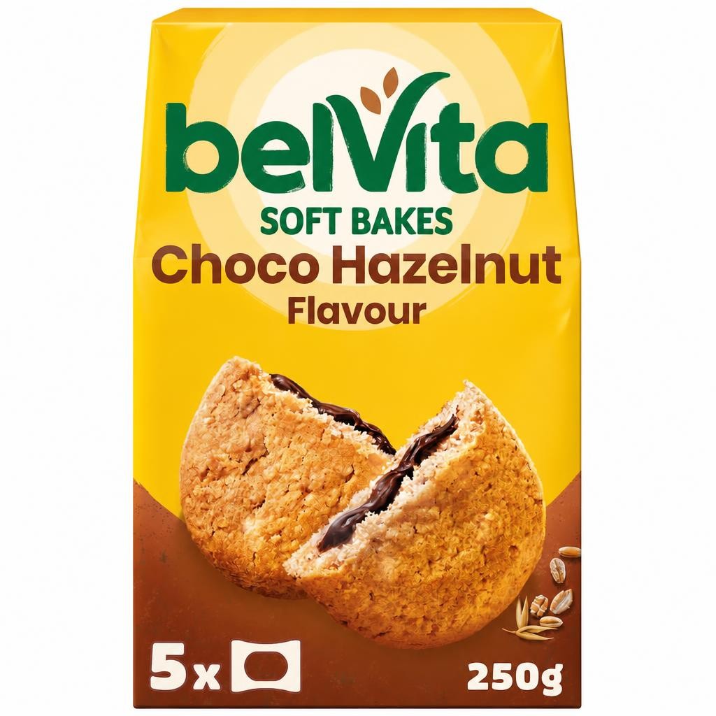 Belvita Breakfast Soft Bakes Chocolate Filled Cereal Snack Bars Pack 5 x 50g