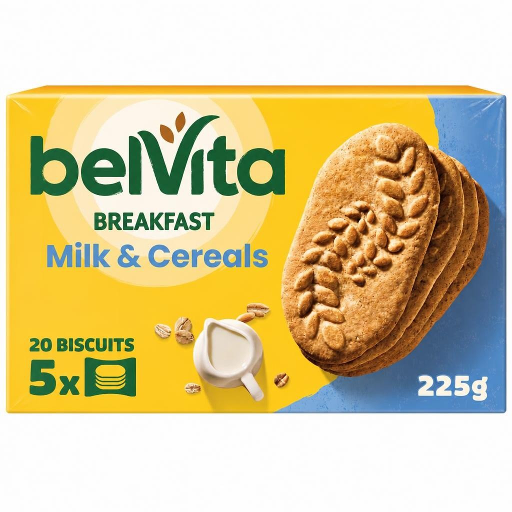 Belvita Breakfast Milk & Cereal Biscuit Snack Bars Pack 5 x 45g
