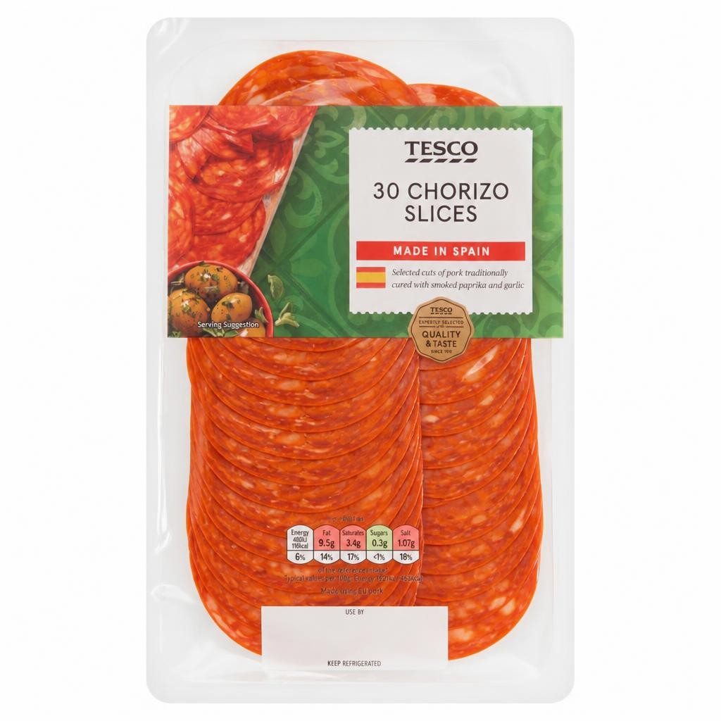 Tesco Spanish Chorizo Sausage Slices 150G