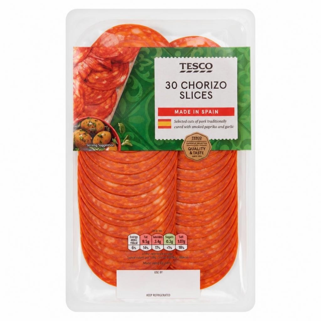 Tesco Spanish Chorizo Sausage Slices 150G