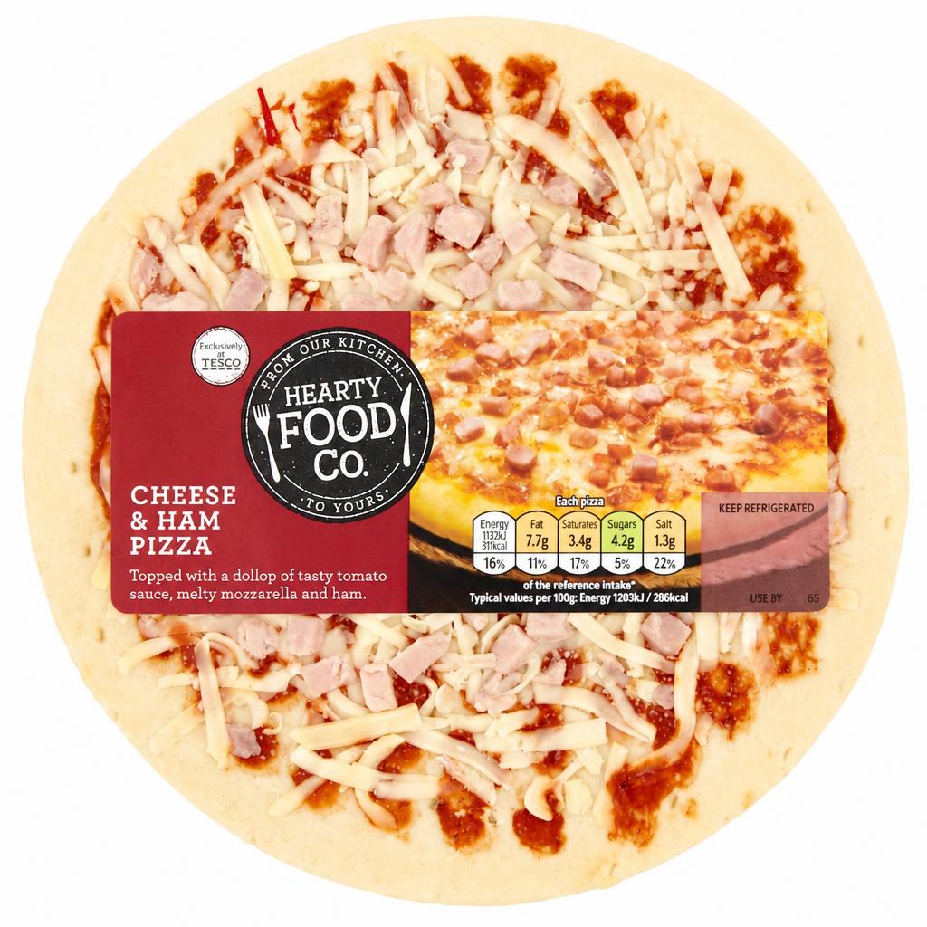 Hearty Food Co Cheese & Ham Pizza 124G