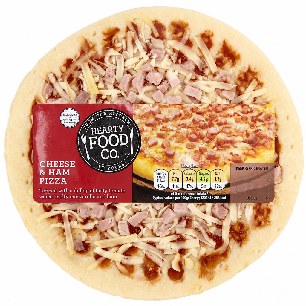 Hearty Food Co Cheese & Ham Pizza 124G