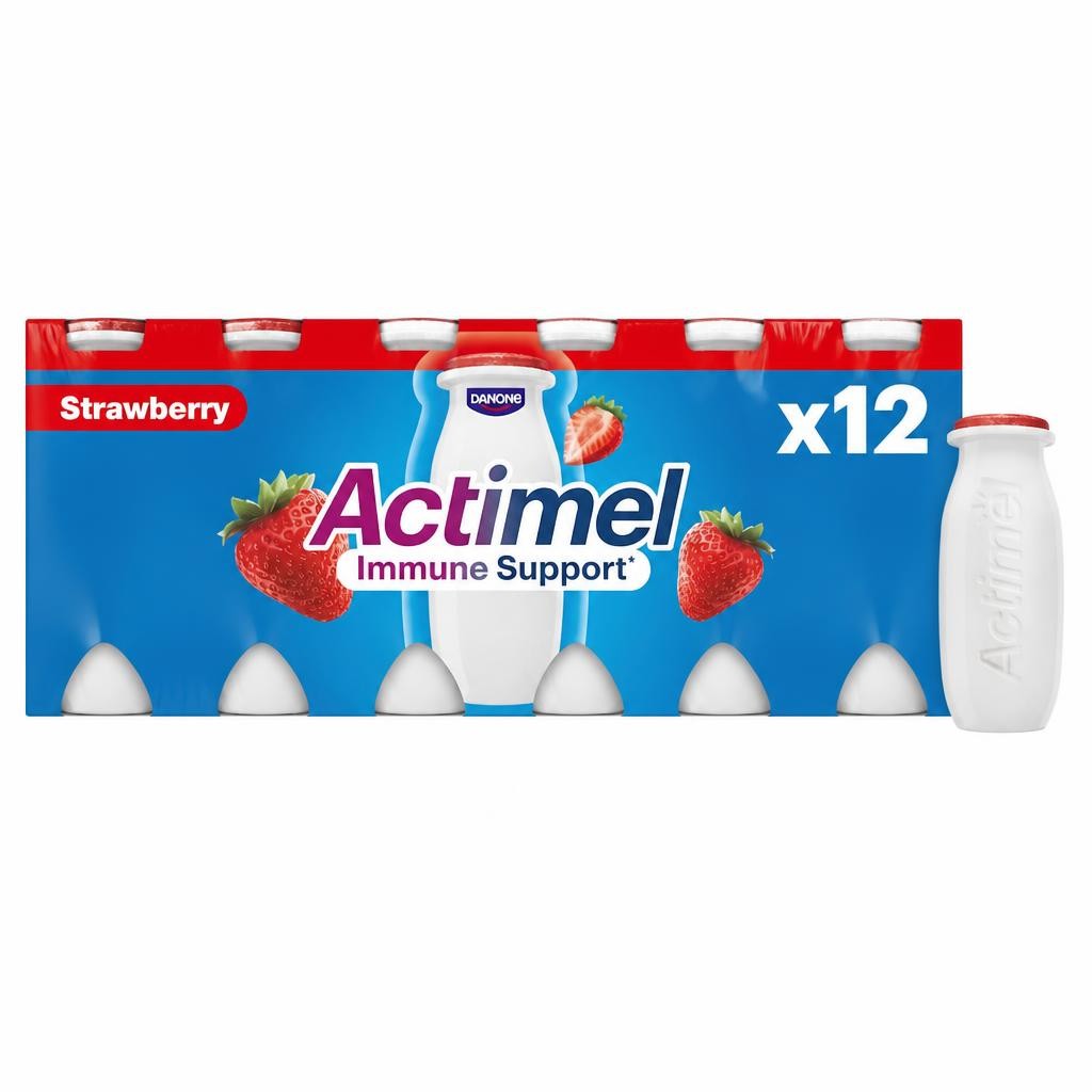 Actimel Strawberry Immunity Live Yoghurt Drink Multipack 12X100g