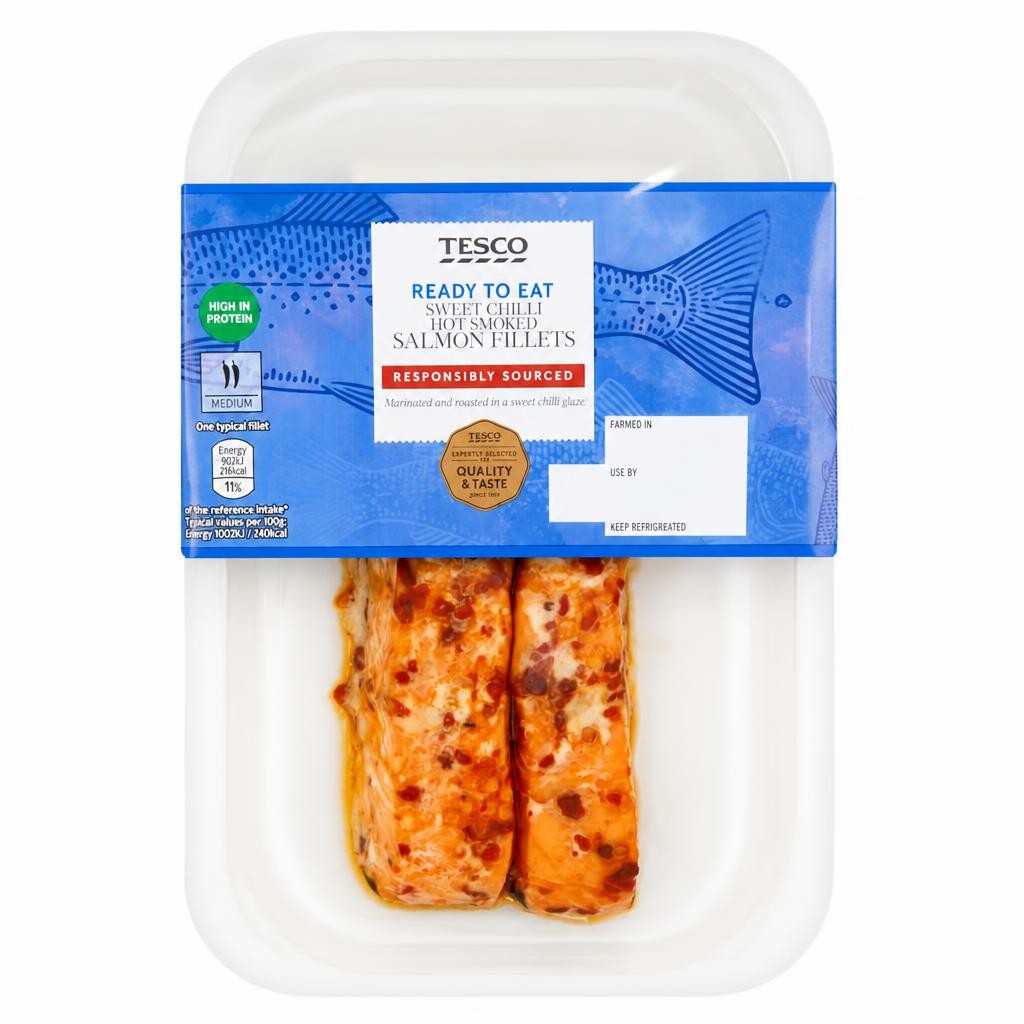 Tesco 2 Sweet Chill Hot Smoked Salmon Fillets 180G